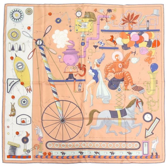 Hermès Carré 90 Tea for Two Silk Multicolor Scarf Muffler 0330HERMES - Picture 1 of 5